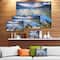 Designart - Row of Blue Boats in Pokhara Lake - Boat Canvas Art Print
